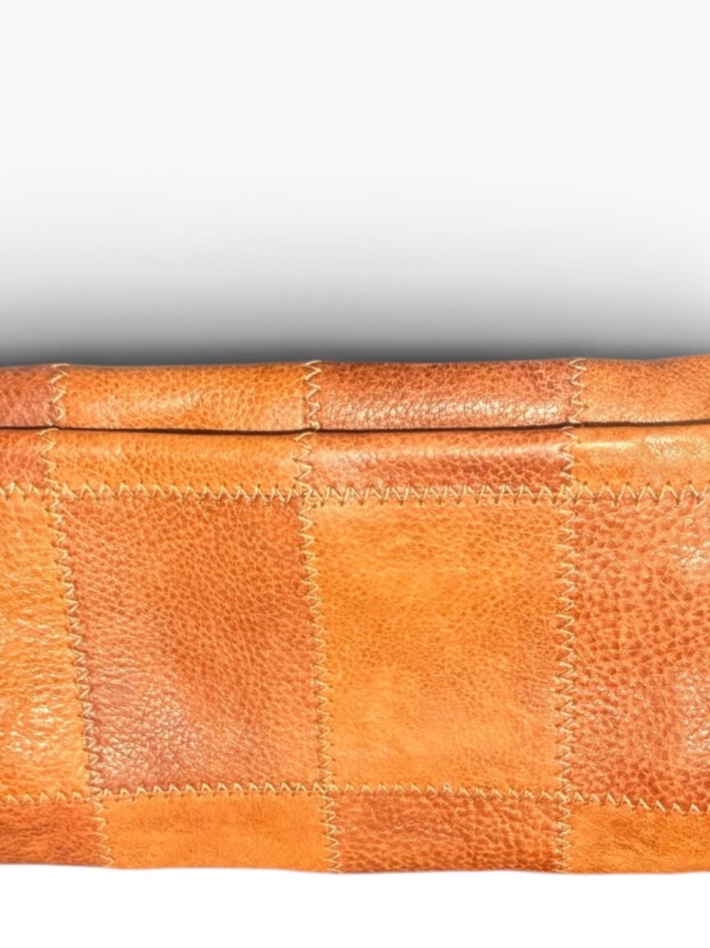 latico Patchwork Leather Clutch - Tan/Orange